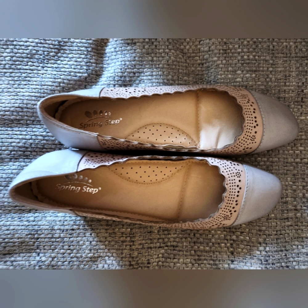 Spring step size 10 or Eu 41  square heel dressy casual gray peach color